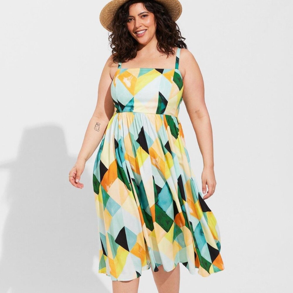 Torrid Geometric Multicolor Midi Dress
